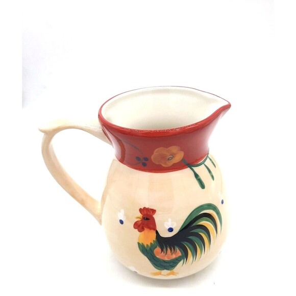 Vintage 222 FlFTH Ameraucana Discontinued Red Rooster Pitcher Vase - Picture 8 of 8